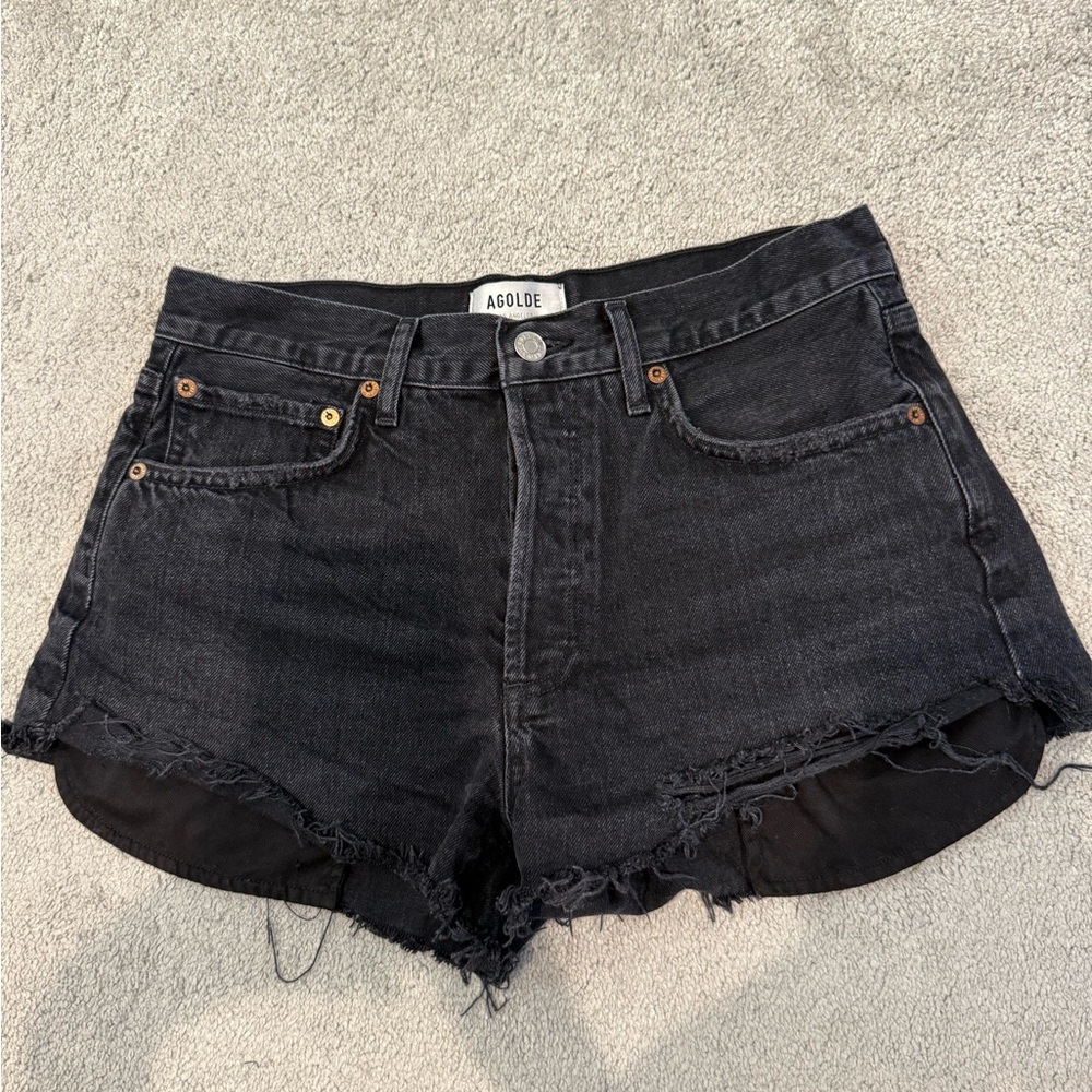 Agolde Black Jean Shorts Vintage Style